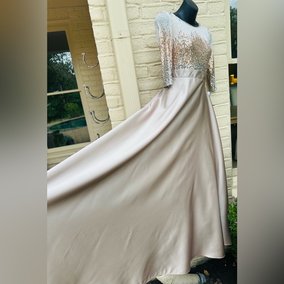 $$$$ GORGEOUS SEQUIN MOCHA DESIGNER AMAZING BALLGOWN FORMAL  DRESS - Picture 1 of 12